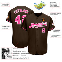 Load image into Gallery viewer, Custom Brown Pink-White Authentic Baseball Jersey