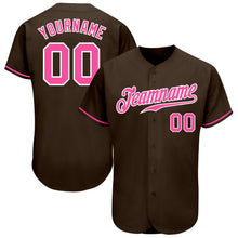 Load image into Gallery viewer, Custom Brown Pink-White Authentic Baseball Jersey