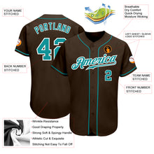 Load image into Gallery viewer, Custom Brown Teal-White Authentic Baseball Jersey