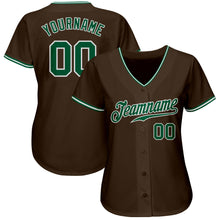Load image into Gallery viewer, Custom Brown Kelly Green-White Authentic Baseball Jersey