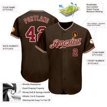 Load image into Gallery viewer, Custom Brown Crimson-City Cream Authentic Baseball Jersey