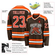Load image into Gallery viewer, Custom Brown Orange-White Hockey Jersey