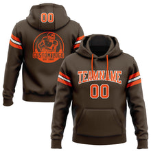 Load image into Gallery viewer, Custom Stitched Brown Orange-White Football Pullover Sweatshirt Hoodie