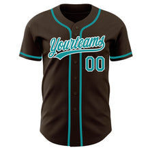 Load image into Gallery viewer, Custom Brown Teal-White Authentic Baseball Jersey
