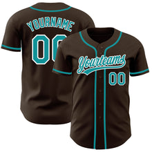 Load image into Gallery viewer, Custom Brown Teal-White Authentic Baseball Jersey