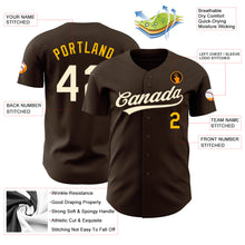 Load image into Gallery viewer, Custom Brown Cream-Gold Authentic Baseball Jersey