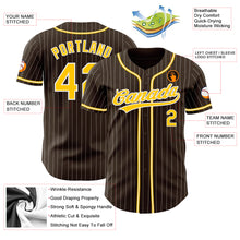 Load image into Gallery viewer, Custom Brown White Pinstripe Gold Authentic Baseball Jersey