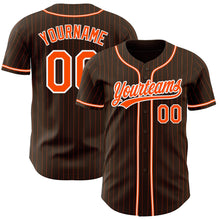 Load image into Gallery viewer, Custom Brown Orange Pinstripe Orange-White Authentic Baseball Jersey