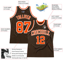 Load image into Gallery viewer, Custom Brown White Pinstripe Orange Authentic Basketball Jersey