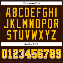 Load image into Gallery viewer, Custom Brown White Pinstripe Gold Authentic Basketball Jersey