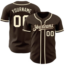 Load image into Gallery viewer, Custom Brown Cream Authentic Baseball Jersey