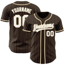 Load image into Gallery viewer, Custom Brown White Pinstripe City Cream Authentic Baseball Jersey