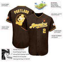 Load image into Gallery viewer, Custom Brown Gold-White Authentic Baseball Jersey