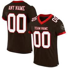Load image into Gallery viewer, Custom Brown White-Red Mesh Authentic Football Jersey