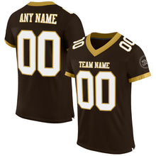 Load image into Gallery viewer, Custom Brown White-Old Gold Mesh Authentic Football Jersey