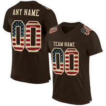 Load image into Gallery viewer, Custom Brown Vintage USA Flag-City Cream Mesh Authentic Football Jersey