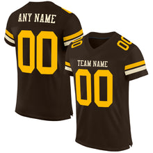 Load image into Gallery viewer, Custom Brown Gold-Cream Mesh Authentic Football Jersey