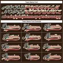 Load image into Gallery viewer, Custom Brown Vintage USA Flag Cream-Red Hockey Lace Neck Jersey