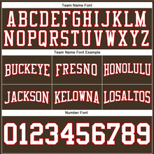 Load image into Gallery viewer, Custom Stitched Brown White-Red Football Pullover Sweatshirt Hoodie