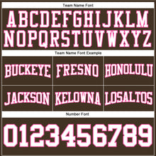 Load image into Gallery viewer, Custom Stitched Brown White-Pink Football Pullover Sweatshirt Hoodie