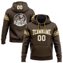 Load image into Gallery viewer, Custom Stitched Brown White-Old Gold Football Pullover Sweatshirt Hoodie
