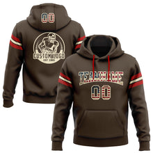 Load image into Gallery viewer, Custom Stitched Brown Vintage USA Flag Cream-Red Football Pullover Sweatshirt Hoodie