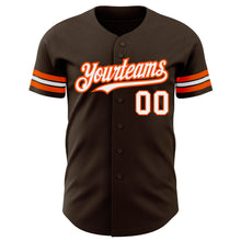 Load image into Gallery viewer, Custom Brown White-Orange Authentic Baseball Jersey