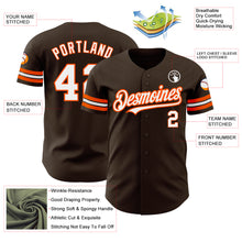 Load image into Gallery viewer, Custom Brown White-Orange Authentic Baseball Jersey