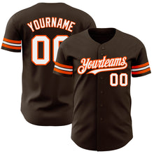 Load image into Gallery viewer, Custom Brown White-Orange Authentic Baseball Jersey