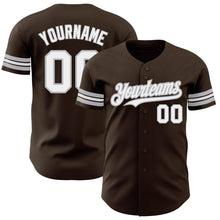 Load image into Gallery viewer, Custom Brown White-Gray Authentic Baseball Jersey