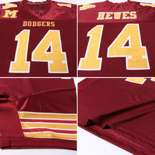 Load image into Gallery viewer, Custom Burgundy Gold-White Mesh Authentic Football Jersey