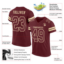 Load image into Gallery viewer, Custom Burgundy Burgundy-Cream Mesh Authentic Football Jersey