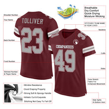 Load image into Gallery viewer, Custom Burgundy Gray-White Mesh Authentic Football Jersey