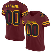 Load image into Gallery viewer, Custom Burgundy Black-Gold Mesh Authentic Football Jersey