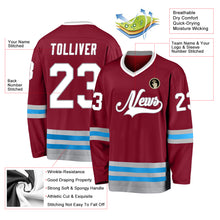 Load image into Gallery viewer, Custom Burgundy White-Blue Hockey Jersey