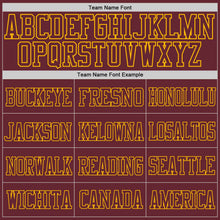 Load image into Gallery viewer, Custom Burgundy Burgundy-Gold Mesh Authentic Football Jersey