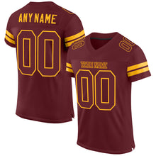 Load image into Gallery viewer, Custom Burgundy Burgundy-Gold Mesh Authentic Football Jersey