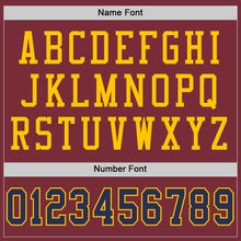 Load image into Gallery viewer, Custom Burgundy Navy-Gold Mesh Authentic Throwback Football Jersey