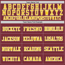 Load image into Gallery viewer, Custom Burgundy Gold-White Mesh Authentic Throwback Football Jersey