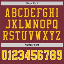 Load image into Gallery viewer, Custom Burgundy Gold-White Mesh Authentic Throwback Football Jersey
