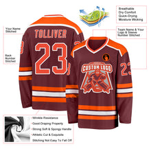 Load image into Gallery viewer, Custom Burgundy Orange-White Hockey Jersey