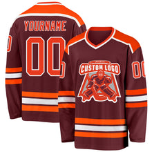 Load image into Gallery viewer, Custom Burgundy Orange-White Hockey Jersey