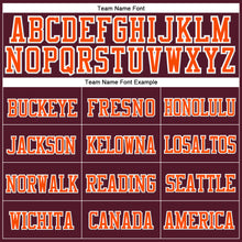 Load image into Gallery viewer, Custom Burgundy Orange-White Stitched Cuffed Knit Hat