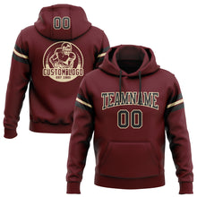 Load image into Gallery viewer, Custom Stitched Burgundy Black-Cream Football Pullover Sweatshirt Hoodie
