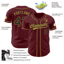 Load image into Gallery viewer, Custom Burgundy Black-Old Gold Authentic Baseball Jersey