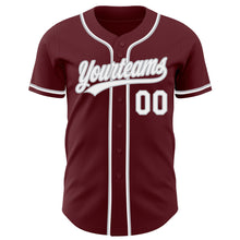 Load image into Gallery viewer, Custom Burgundy White-Gray Authentic Baseball Jersey