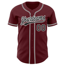 Load image into Gallery viewer, Custom Burgundy Black-White Authentic Baseball Jersey