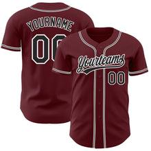 Load image into Gallery viewer, Custom Burgundy Black-White Authentic Baseball Jersey