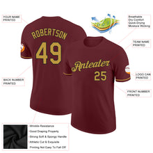 Load image into Gallery viewer, Custom Burgundy Old Gold-Black Performance T-Shirt