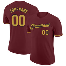 Load image into Gallery viewer, Custom Burgundy Old Gold-Black Performance T-Shirt